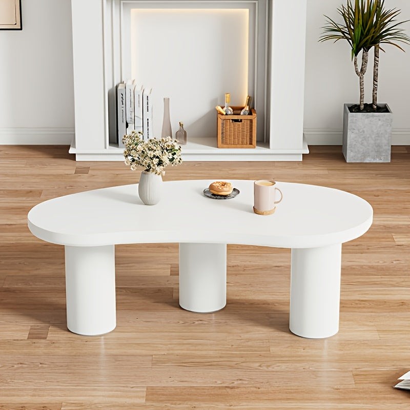 Salontafel – Woonkamertafel – Koffietafel – Bijzettafel – Tafel – Halvemaanvormig – Bamboe Wit – Ruimtebesparend – 107x57x40,5 cm – Duurzaam & Stevig