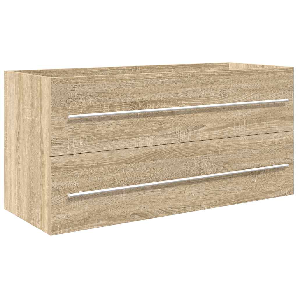 Badkamermeubel – Wastafelmeubel – Badkamerkast – Wandmeubel – Badkamermeubelset Sonoma Eiken – Compact 100x38,5x48 cm – Vochtbestendig Hout