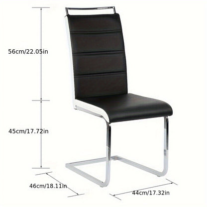 Eetkamerstoel – Kuipstoel – Stoel – Keukenstoel – Designstoel – Set van 2 – Wit Kunstleer – Ergonomisch Met Hoge Rugleuning – Met Chromen Onderstel – Eenvoudig Schoon Te Maken