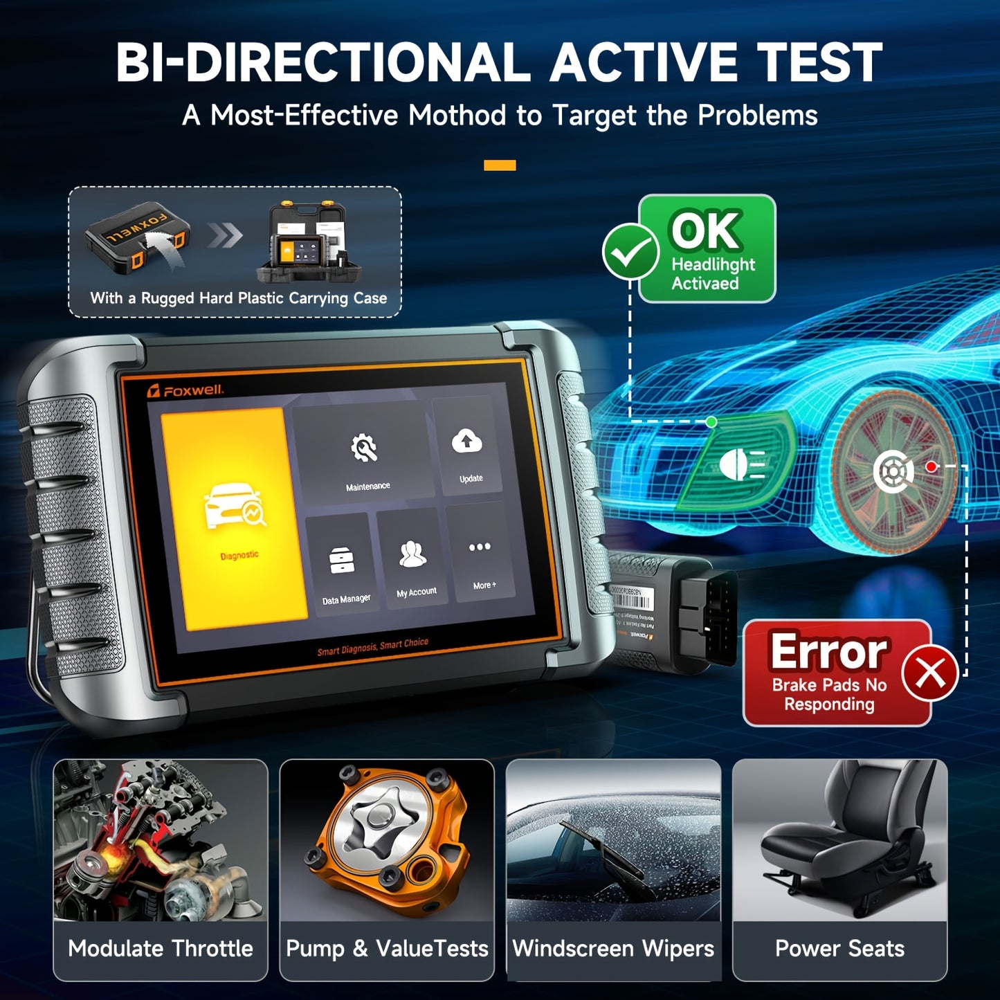 OBD2 Scanner – Autodiagnose Tool – Foutcode Lezer – Diagnoseapparaat – Scanner voor Auto – Draadloos Bluetooth – 30+ Resetfuncties – Real-Time Data – Geschikt voor Auto’s en Lichte Trucks – OBD Poort Voeding