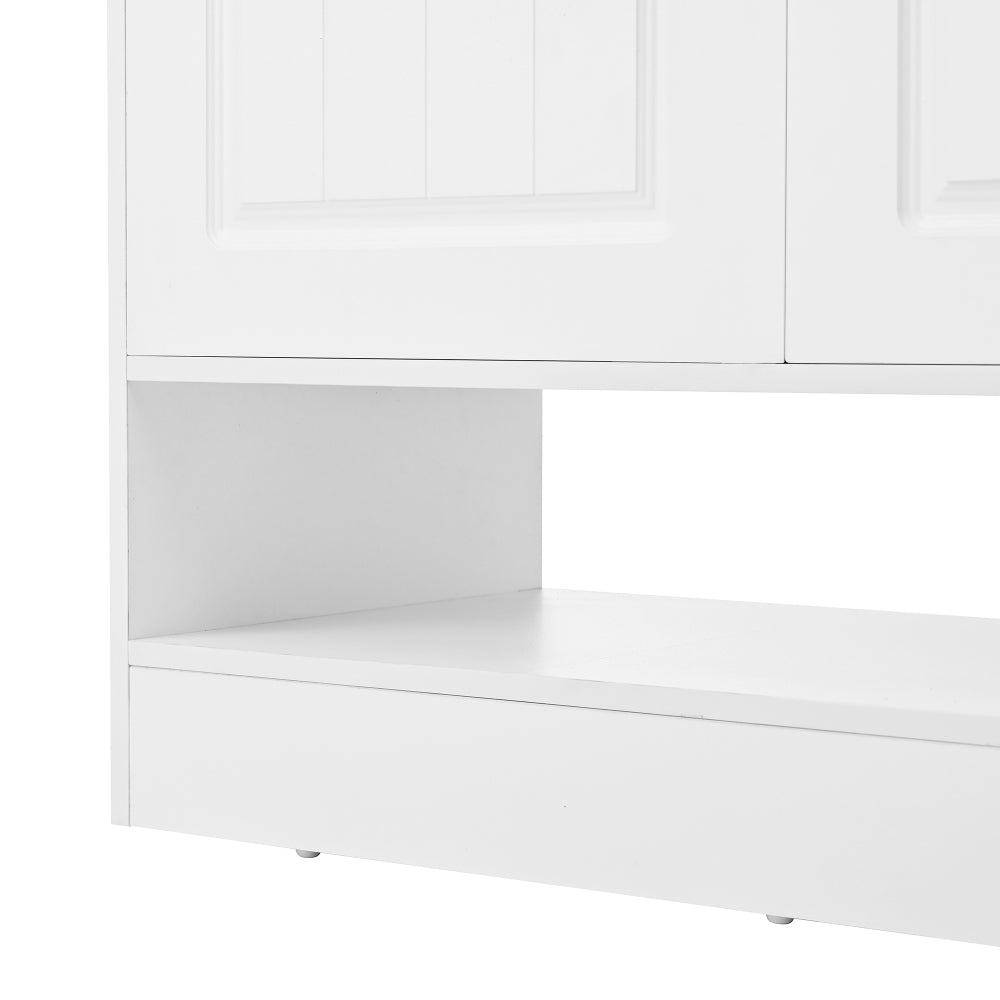 Modern White Metal Shoe Cabinet with Adjustable Shelves, 2 Doors & Drawer - Space-Saving Vertical Storage Organizer with Black Frame, Golden-Toned Hardware, Compact Design for Entryway, Hallway, Small Spaces - Durable Metal C