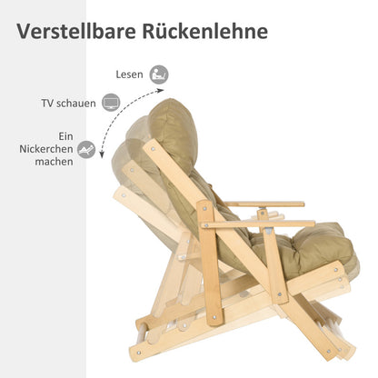 Inklapbare Stoel – Opvouwbare Stoel – Klapstoel – Eetkamerstoel – Loungestoel – Beukenhouten Frame – Verstelbare Rugleuning 3-standen – Zachte Afneembare Bekleding Bruin