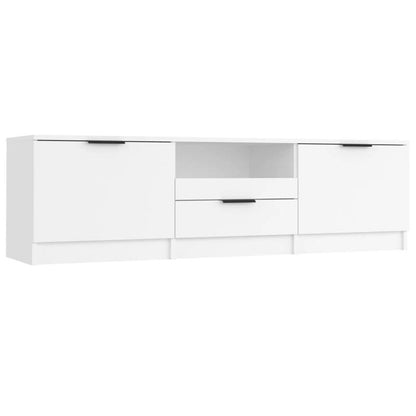 Houten Tv-Meubel – Tv-Meubelkast – Tv-Stand – Mediamöbel – Tv-Meubel Wit – Massief Hout – 140x35x40 cm – Praktische Opbergruimte