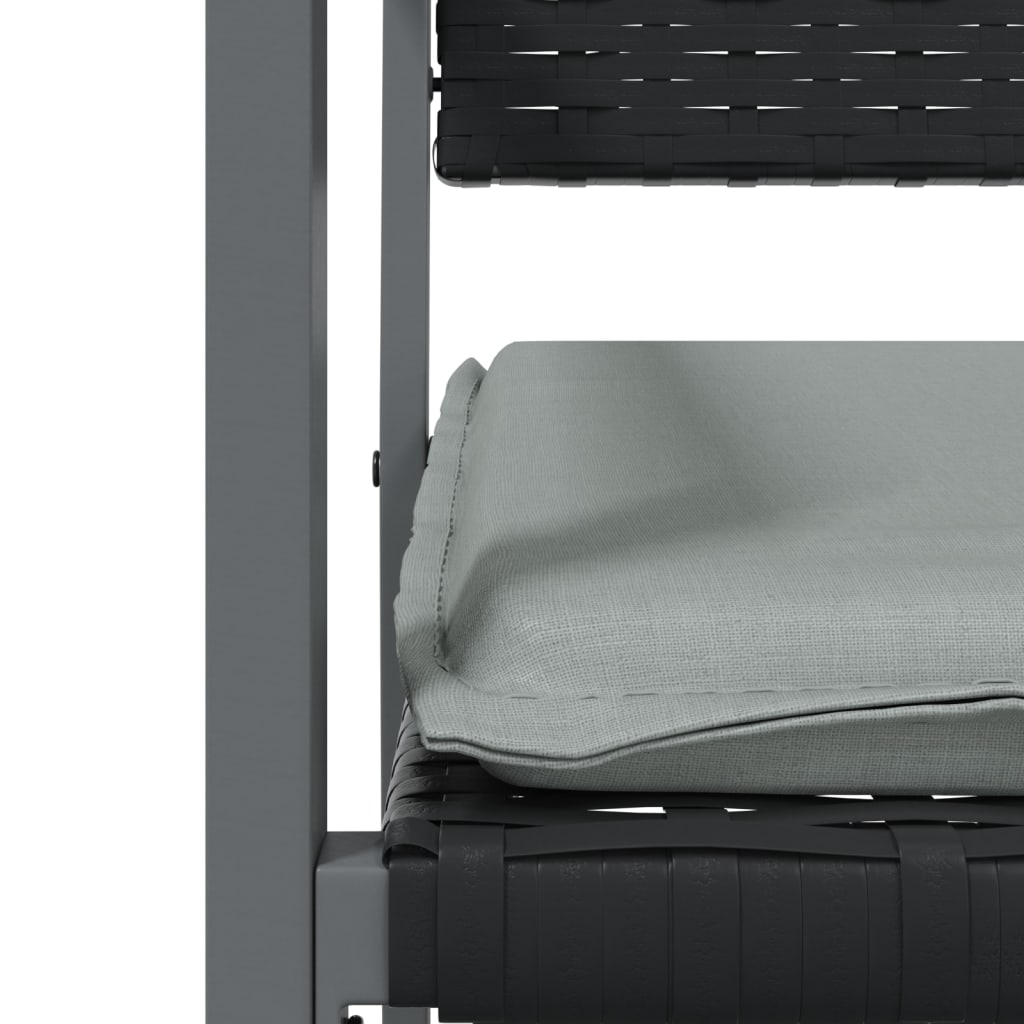 Tuinstoelen – Buitenstoelen – Terrasstoelen – Tuinmeubilair – Zwart Poly Rattan – Stevig Stalen Frame – Inclusief Kussens