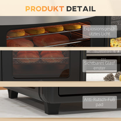 Mini Oven – Airfryer – Heteluchtoven – Tafeloven – Elektrische Oven – Zwart – 7 Kookprogramma’s – Temperatuur 90-230°C