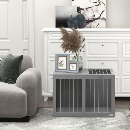 Hondenbench – Hondenhok – Hondenkooi – Transportbench – Hondenkooi Middelgroot – 2 Afsluitbare Deuren – Stalen Roosters Grijs 80x50x56,5 cm