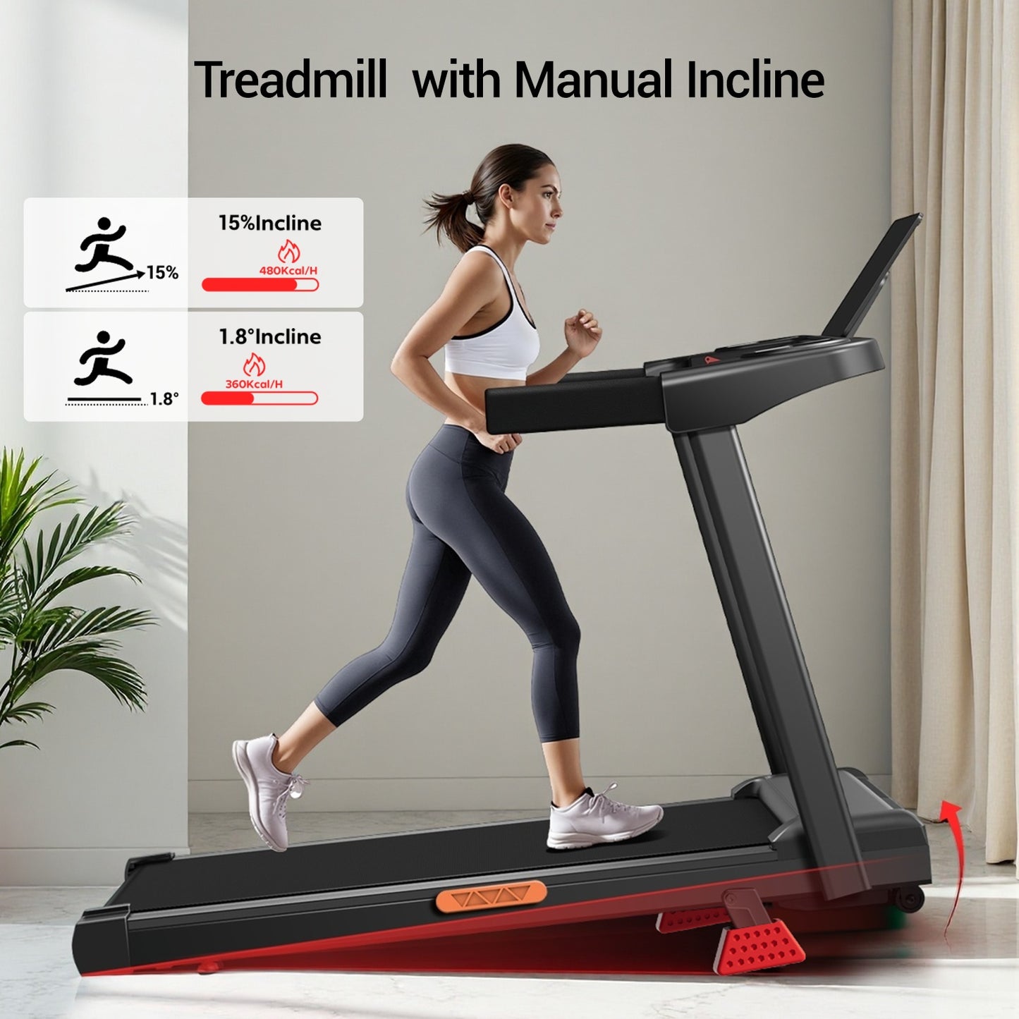 Loopband – Wandelband – Walking Pad – Treadmill – Opvouwbare Loopband – 15% Hellingshoek – Maximale Belastbaarheid 136 kg