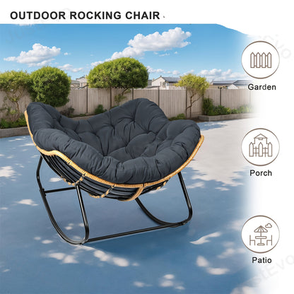 Schommelstoel – Relaxstoel – Loungestoel – Fauteuil – Voedingsstoel – Stevig Carbonstalen Frame – Dik Zacht Kussen