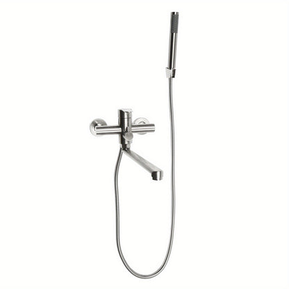 TOOL1SHOOO 22.5cm Brushed Chrome Bath Mixer Faucet - 360° Swivel Wall-Mounted Shower Head with 2 Spout Modes, Modern Design for Home Bathrooms, Hotels, Spas & Gyms, Bathroom Upgrade, Sleek Bathroom Style, Durable Bathroom Fi