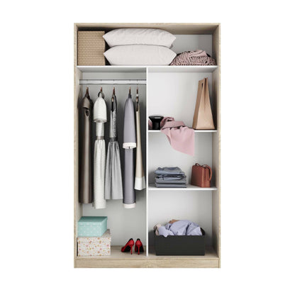 Wardrobe 2 in Front of Dnoce, Bedroom Closet, Furniture with 4 Shelves And Clothes Rail, 120X50H200 Cm, Available in 4 Colors