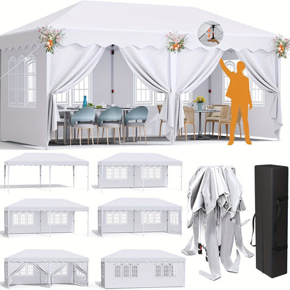 Partytent – Partytent Paviljoen – Tuinent – Opvouwbare Tent – Gazebo – 3x6 Meter – Waterdicht – Met 6 Afneembare Zijwanden