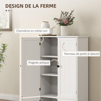 HOMCOM Kitchen Armoire Buffet Cabinet with Adjustable Shelves And Cupboards for Dining Room, Living Room, 58.2 X 30 X 123 Cm, White