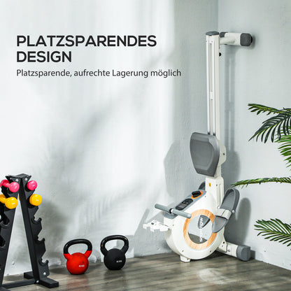 Roeitrainer – Roeimachine – Fitnessapparaat – Indoor Rower – Home Gym – 16 Verstelbare Weerstandsniveaus – LCD Display Met Telefoonhouder – Max. 150 Kg Draagkracht – Compact Design – Wit