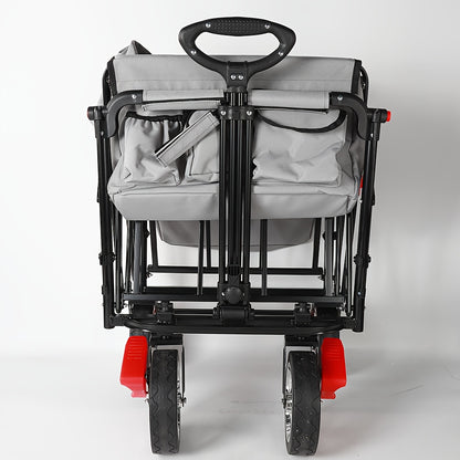 Opvouwbare Campingwagen met Luifel – 900D Dubbel Laag Oxford Doek, Verlengd Dakpaneel & Veiligheidssluitingen – Grijs – Stevige Draagkar met Stofhoes en Opbergvakken