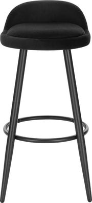 Barkruk – Barkrukken Set van 2 – Barkruk met Rugleuning – Bar Stool –Zitvlak Fluweel- Barkrukken met Voetensteun –  Zithoogte 69,5 cm - Anthracite Leather