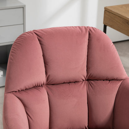 Bureaustoel – Draaistoel – Office Chair – Kantoorstoel – Verstelbare Zithoogte – Fluweelachtige Bekleding – Met Rugleuning – Roze