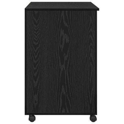 Modern Oak Rolling Desk with Spacious Storage - Heavy-Duty Treated Wood Mobile Office Furniture, Easy-Rolling Cabinet Suitable for Office & Small Spaces, Easy Assembly