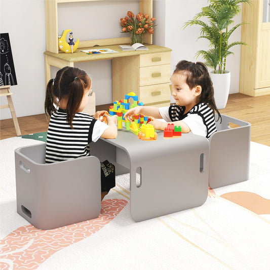 Kindermeubelset – Kinder Tafel – Kinder Stoelen – Kinderset – Kindertafelset – Berkenhout – Ruimtebesparend Ontwerp – Geschikt Voor 2-9 Jaar