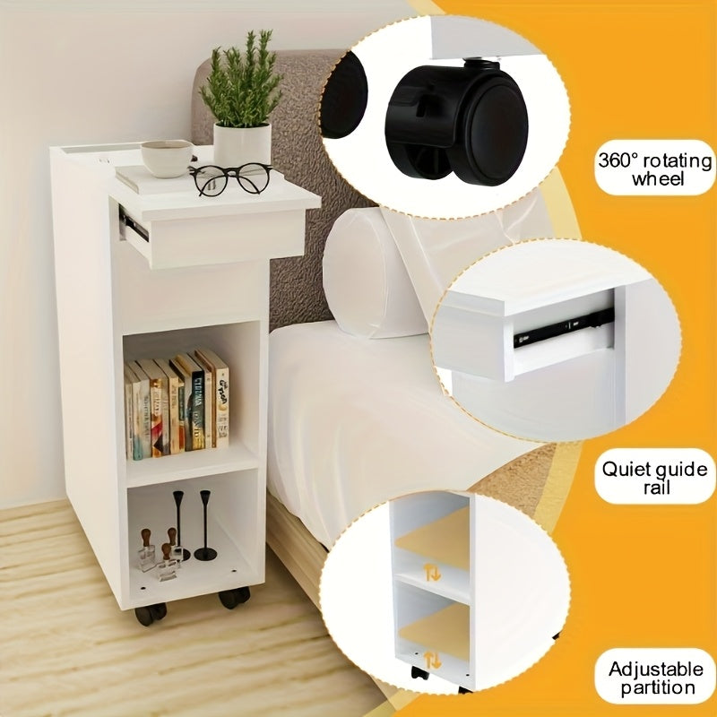 Opbergkastje – Opbergmeubel – Ladenkast – Kleine Kast – Mobiele Kast – Verrijdbaar met Remwieltjes – Compact 25x45x70 cm – Ruimtebesparend Kunststof