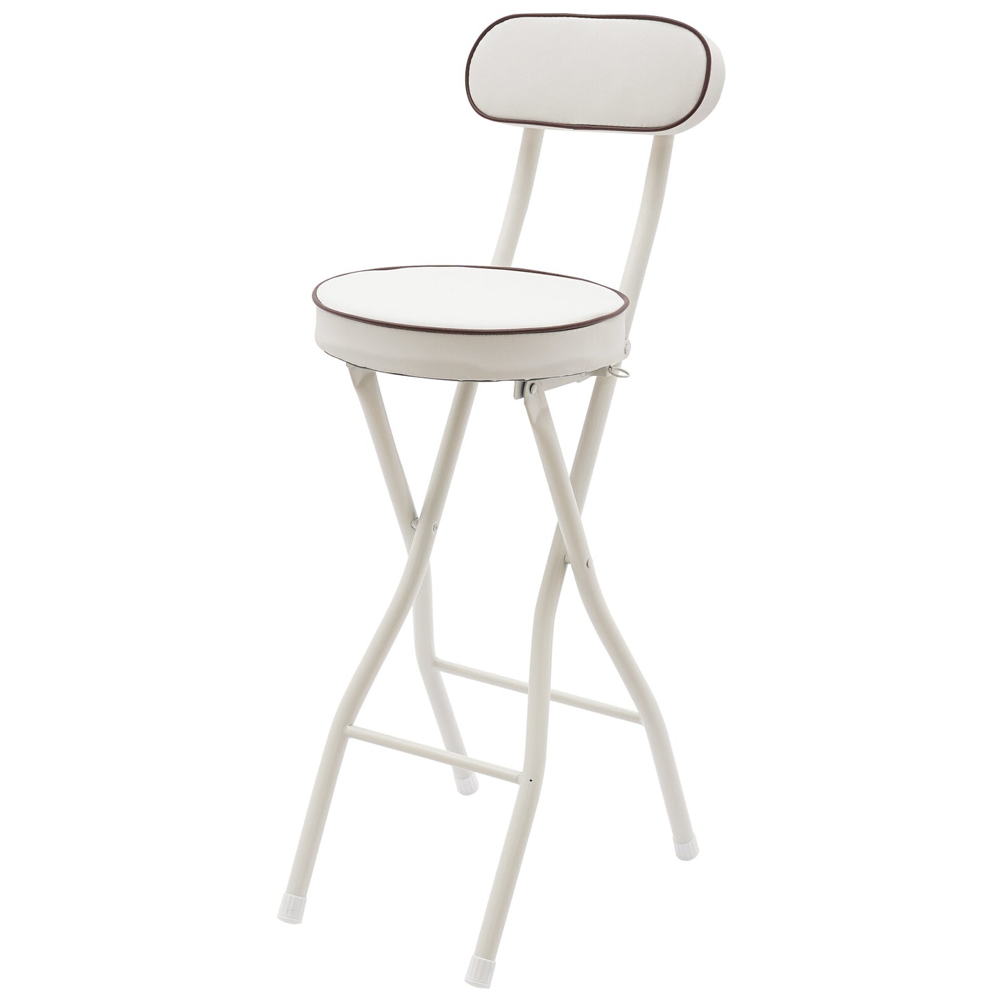 Barstoel – Barkruk – Barstoel Kruk – Barstoelen – Barkrukken – Inklapbaar – Gestoffeerde Zitting – Wit PU – Stalen Frame – Compact Opvouwbaar