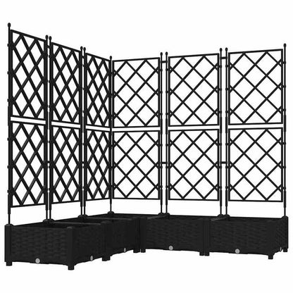 Verhoogde Plantenbak – Tuinbak – Bloembak – Balkonbak – Plantenbak Met Klimplantrek – Zwart – 120x120x125,5 cm – Duurzaam Synthetisch Kunststof – Met Drainage