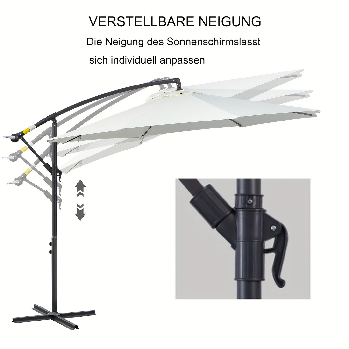 Cantilever Parasol Parasol Crank Garden Umbrella, With 8 Steel Robust And Stable For The Garden Outdoor Hanging