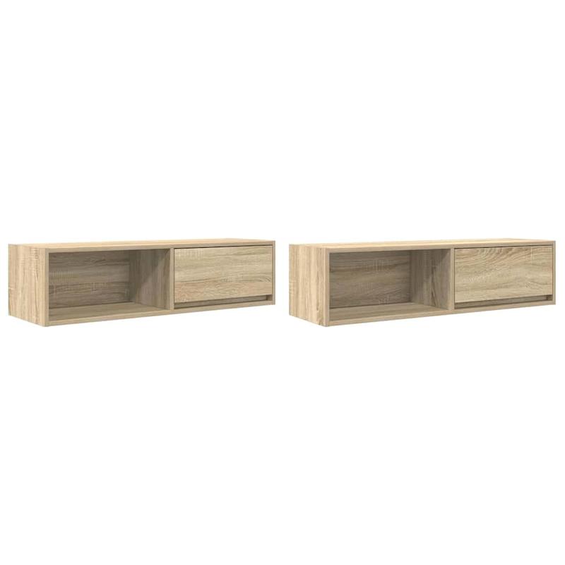 TV cabinets 2pcs. Sonoma oak 100x31x25.5cm wood material, Tv Storage, Minimalist Design, Modern Tv Stand, Particle Board, Quality Craftsmanship, Multipurpose Cabinet, Compact Furniture, Small Space Living, Entertainment Setup