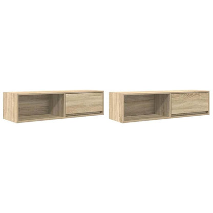 TV cabinets 2pcs. Sonoma oak 100x31x25.5cm wood material, Tv Storage, Minimalist Design, Modern Tv Stand, Particle Board, Quality Craftsmanship, Multipurpose Cabinet, Compact Furniture, Small Space Living, Entertainment Setup