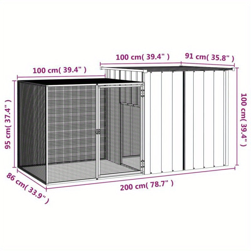Kippenhok – Kippenren – Pluimveebehoud – Henhouse – Kippenverblijf – Gegalvaniseerd Staal – Weerbestendig – 200x91x100 cm
