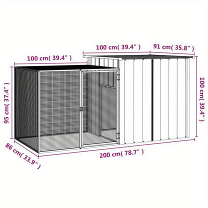 Kippenhok – Kippenren – Pluimveebehoud – Henhouse – Kippenverblijf – Gegalvaniseerd Staal – Weerbestendig – 200x91x100 cm