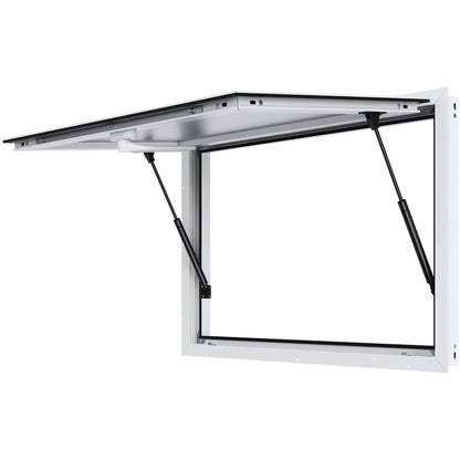 Foodtruck Luifel – Serveerruit – Uitgifteraam – Verkoopkraam Raam – Schuifraam – Aluminium Frame – 48"x36" – Hydraulische Steunen – Met Slot & Zonnescherm