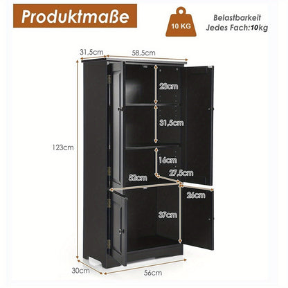 Opbergkast – Kledingkast – Opbergmeubel – Dichte Kast – Kast Met Deuren – Verrijdbaar – Hoogwaardig MDF – 59x32x123 cm – Zwart