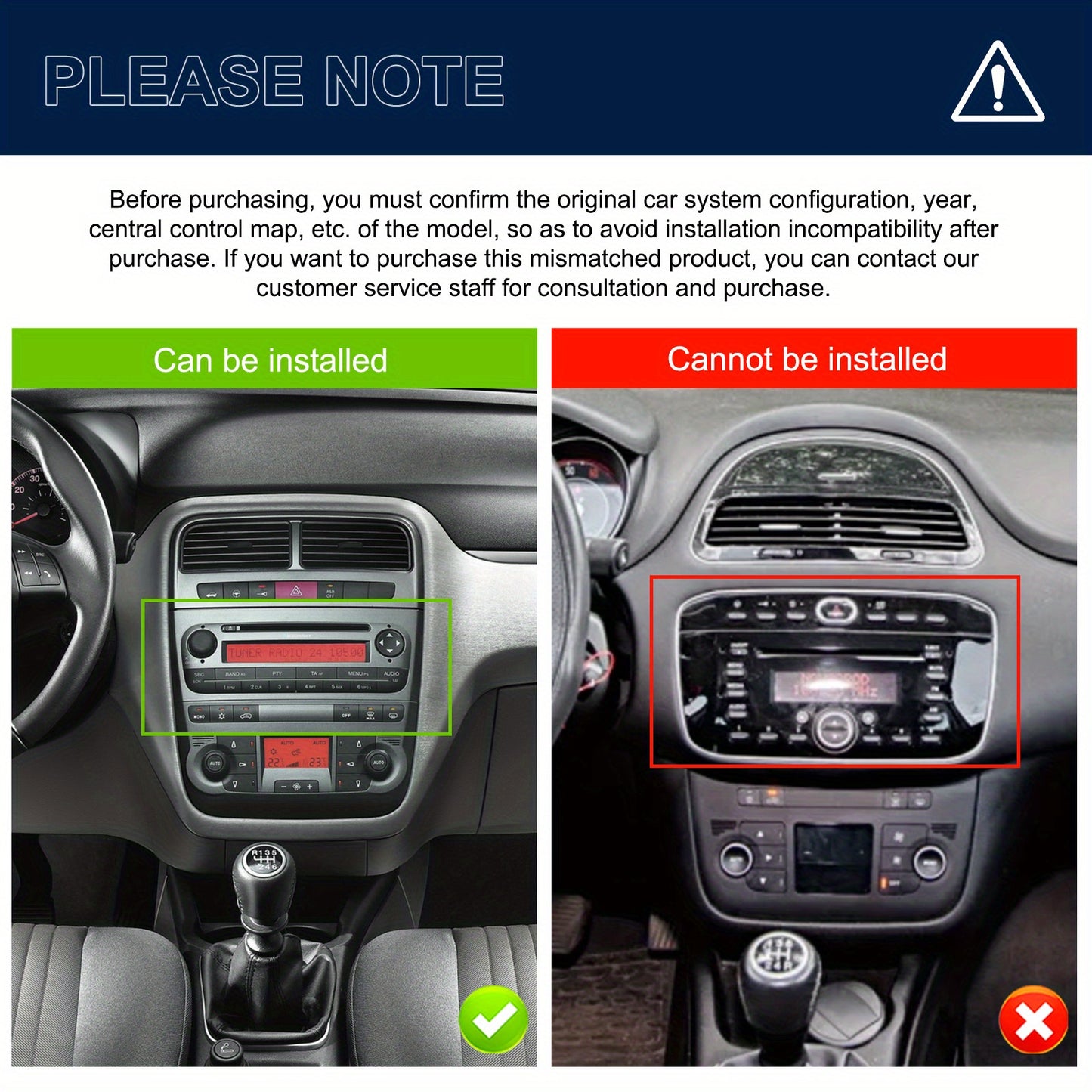 2+64G for Android 13 Car Radio for FIAT Punto 2005-2009/ for FIAT Linea 2007-2011, 17.78 cm Touchscreen Car Radio with Carplay for Android Car GPS EQ/ FM/ RDS BT + Rear View Camera & Mic + Canbus