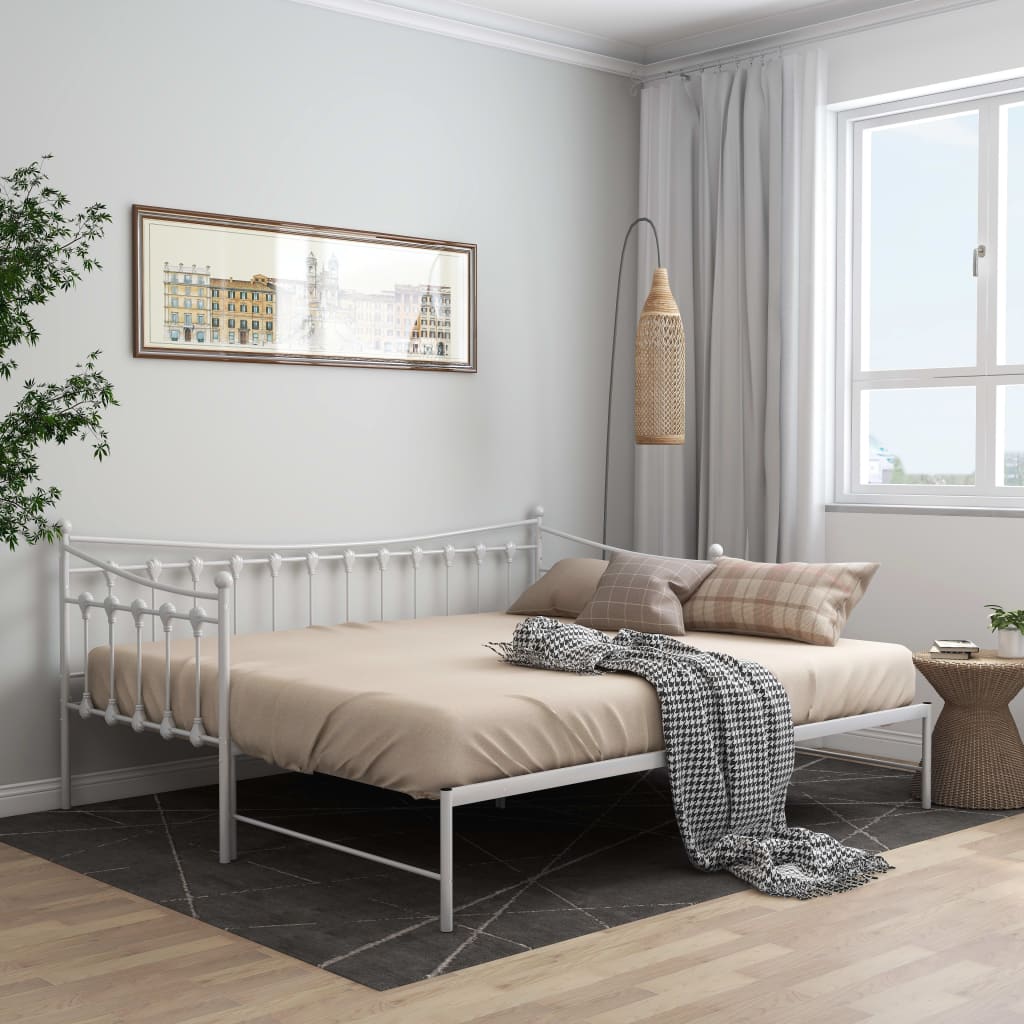 Bedbank – Slaapbank – Sofa Bed – Logeerbed – Uittrekbare Bank – Metalen Frame – 90x200 cm – Ruimtebesparend Design