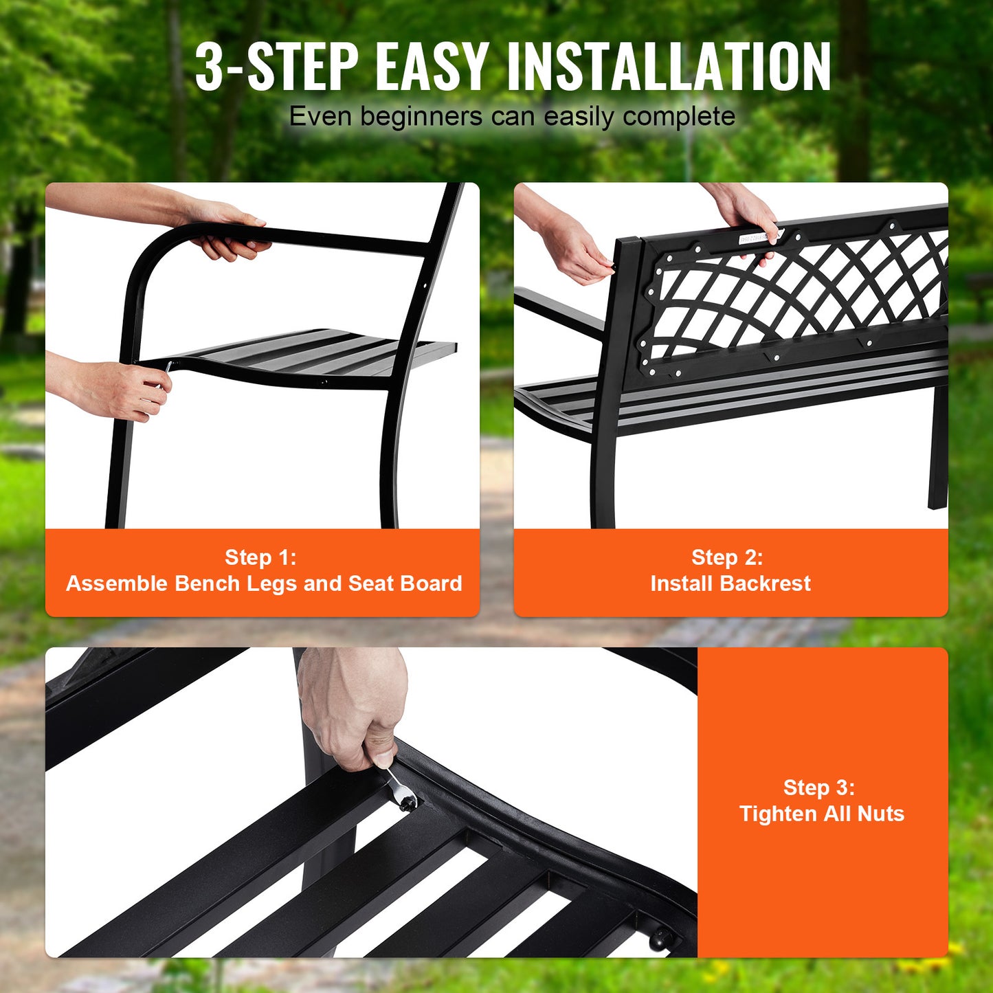 Tuinbank – Buitenbank – Parkbank – Balkonbank – Tuinmeubel – Metaal – 117 cm Breedte – Weerbestendig & Comfortabel