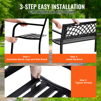 Tuinbank – Buitenbank – Parkbank – Balkonbank – Tuinmeubel – Metaal – 117 cm Breedte – Weerbestendig & Comfortabel