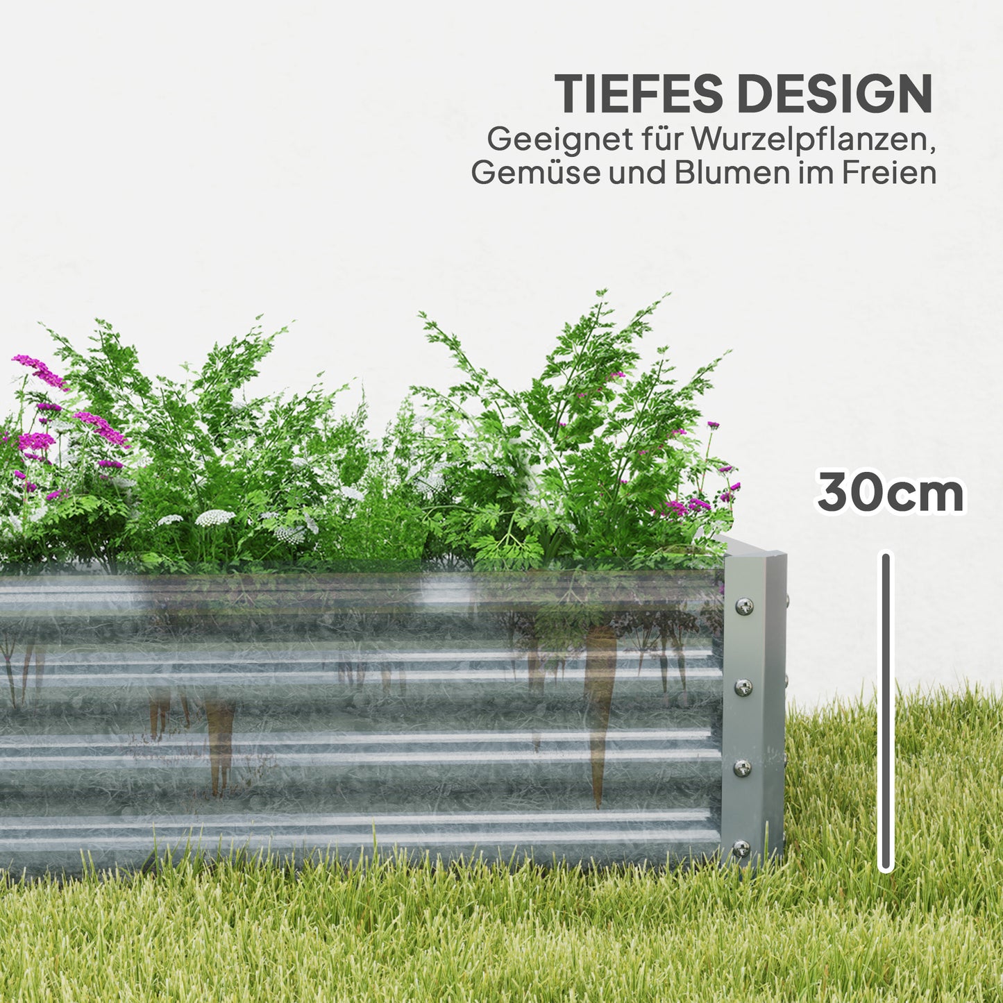 Verhoogd Tuinbed – Moestuinbak – Groentebak – Plantenbak – Kruidenbak – Gegalvaniseerd Staal – Weerbestendig Met Anti-Snijrand – 180x90x30 cm