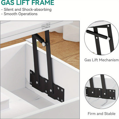 4-in-1 Verhoogbare Salontafel – Bijzettafel – Eettafel – Bureau – Opbergtafel – Wit – Verstelbaar Tafelblad – 2 Opberglades