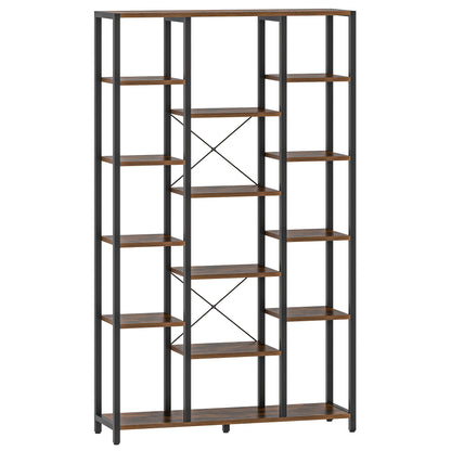 Boekenkast – Boekenrek – Vakkenkast – Opbergkast – Wandkast – 6-laags – 15 Open Vakken – Verstelbare Planken – Stalen Frame