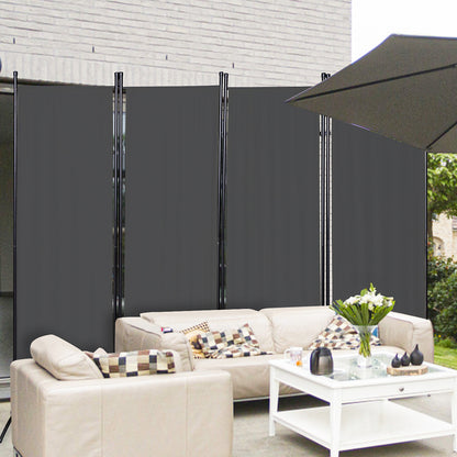 Kamerscherm – Roomdivider – Scheidingswand – Paravent – Privacy Scherm – Donkergrijs – Vouwbaar – Met Metalen Frame 180x180 cm
