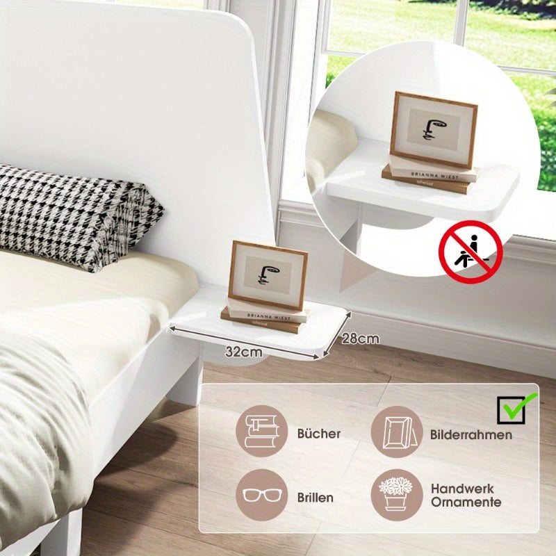 Bedframe – Tweepersoonsbed – Platformbed – Opbergbed – Modern bed – Ruimtebesparend ontwerp – 160x200 cm – Stevige Niet-Houten Constructie
