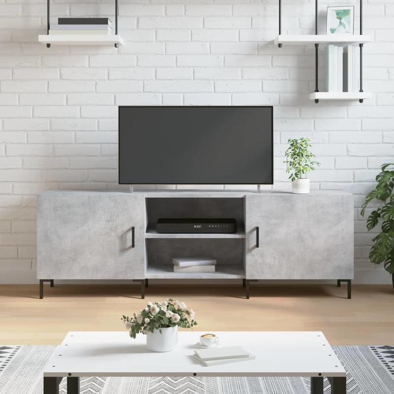 TV-meubel – Tv-kast – Tv-dressoir – Mediameubel – Tv-stand – Betongrijs – Ruimtebesparend Ontwerp – Hout en IJzer
