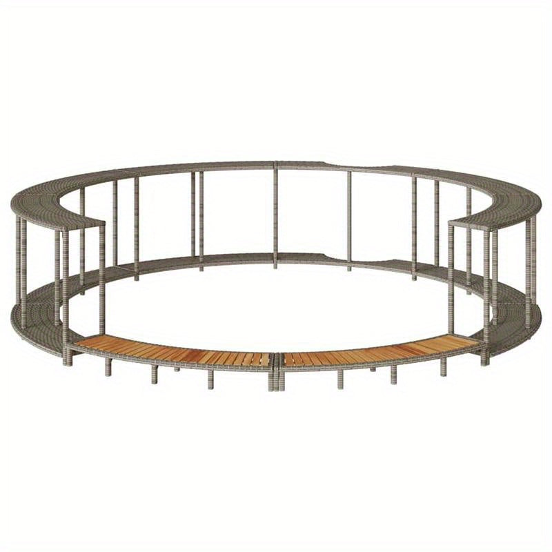 Hot Tub Omkasting – Badkuip Accessoires – Zwembad Trap – Opbergoplossing – Hottub Omranding – Grijs Poly Rattan – Houten Treden – Duurzaam Materiaal – Ruime Opbergruimte
