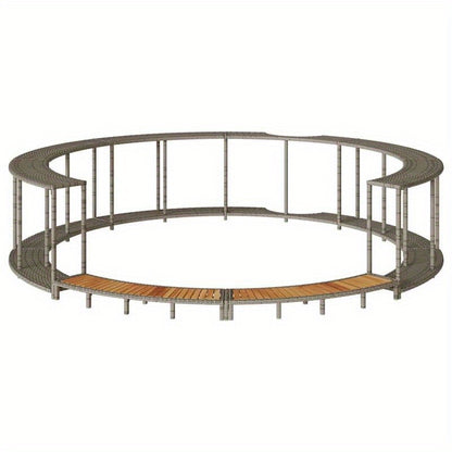 Hot Tub Omkasting – Badkuip Accessoires – Zwembad Trap – Opbergoplossing – Hottub Omranding – Grijs Poly Rattan – Houten Treden – Duurzaam Materiaal – Ruime Opbergruimte