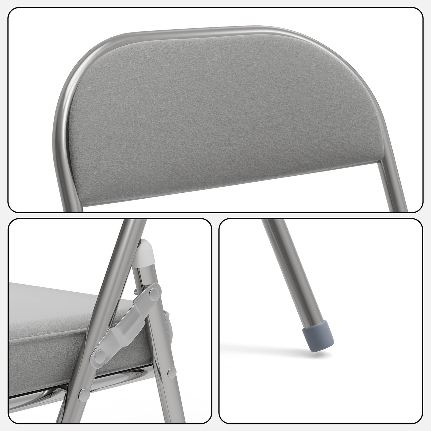 Klapstoel – Vouwstoel – Opvouwbare Stoel – Eetkamerstoel – Tuinstoel – Set van 2 – Kunstleer Zitting – Stevig Metalen Frame – Stapelbaar – Zithoogte 45 cm