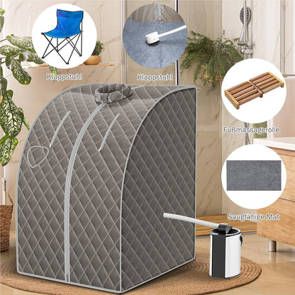 Sauna – Stoomsauna – Mobiele Sauna – Stoomcabine – Mini Sauna – 3L Watertank – Afstandsbediening Met Timer & Temperatuurregeling