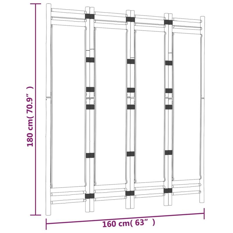 Paravent – Kamerscherm – Roomdivider – Scheidingswand – Privacy Scherm – Vouwbaar – Bamboe & Canvas – 160 cm Breed