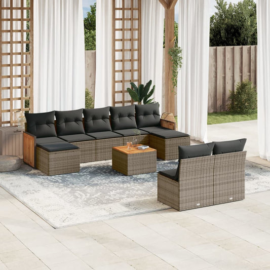 Loungeset – Loungesets – Tuinset – Tuinmeubelen – Balkonset – Weerbestendig PE Rattan – Inclusief Houten Tafel en Opbergruimte