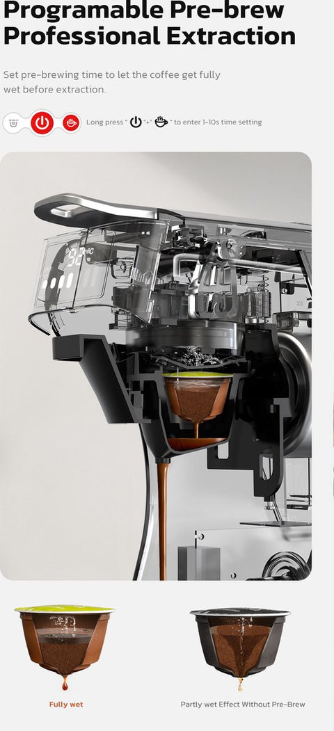 Ariqo Koffiemachine - Koffiezetapparaat - Incl. Melkopschuimer - Capsules - 6-in-1 - Espresso Machine - Warm en Koud - Beige