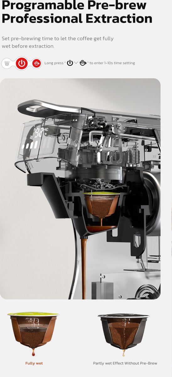 Ariqo Koffiemachine - Koffiezetapparaat - Incl. Melkopschuimer - Capsules - 6-in-1 - Espresso Machine - Warm en Koud - Beige
